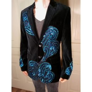 Tsunami velvet sequined beaded blazer jacket regal